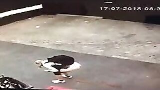 Desperate diarrhea caught on CCTV