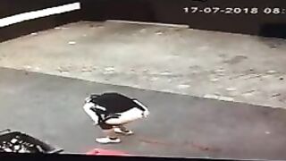 Desperate diarrhea caught on CCTV
