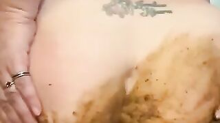 Dirty slut anal and licking shitty dildo solo