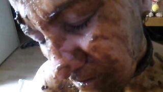 Dirty poop covered mature busty