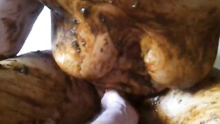 Massive shit covered babe getting fingered
