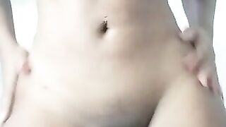 Naked ebony lady pooping in closeup