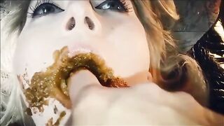 Redhead babe gets fresh scat dinner