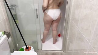 White panty shits in the shower