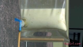 Sub blonde slave pooping