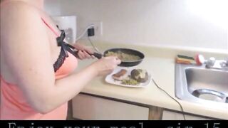 Lovely chubby wife makes scat food