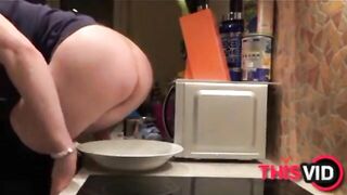 Cute ass babe pooping on the plate