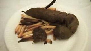 Serving fresh poop meal