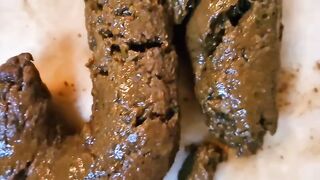 Hairy pussy lady wet hard poop