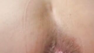 Hairy pussy and dark asshole lady pooping