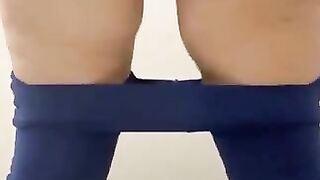 Amateur MILF drops hard poop