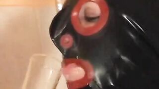 Awesome mature masked lady eating shit