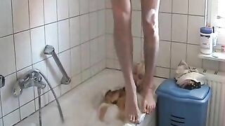 Wife gives blowjob before taking shit on her face