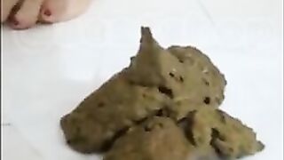 Hairy pussy lady and hard poop