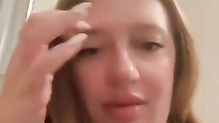 Cheeky blonde girl dropping shit