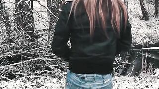 Amazing lady and shit in the forest