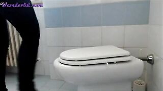 Slut eats her shit from toilet brush