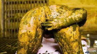 Farmer Girl Bettys messy bathing in cowshit