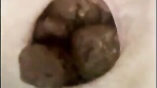 Fat pussy lady poops hard load POV