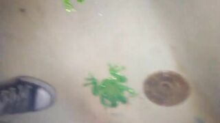 Fat slut closeup shitting