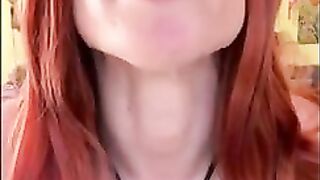 Sexy ginger babe in lingerie masturbates