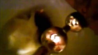 Shitting in the toilet and inserting dildo on her asshole