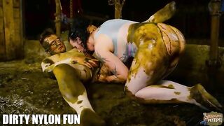 Girls in cowshit enjoying hot sex