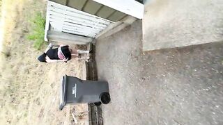 Hot tattooed ass pissing and pooping in the backyard