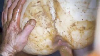 Lady covered in shit while getting nailed
