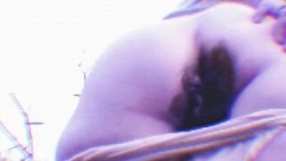 Amateur lady and hard poop closeup play