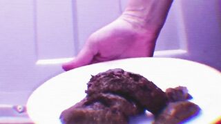 Massive belly lady smearing shit