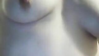 Amateur young gal with tits poop teasing