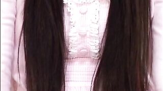 Cute raven haired Japanese chick