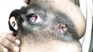 Thick hairy babe and dark tasty asshole