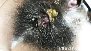 Thick hairy babe and dark tasty asshole