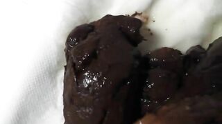 Hairy hot milf poops