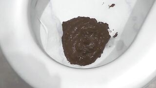 Closeup of cute brunette girl poops