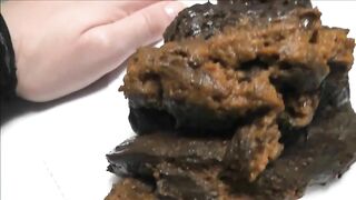 Creamy sticky dark poop