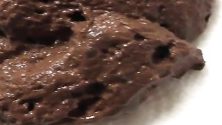Creamy chocolate poop closeup