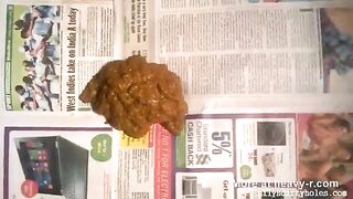 Juicy ebony lady and messy poo