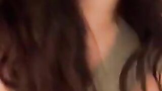 Kinky brunette girl pooping closeup