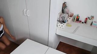 Pretty latina maid poop smearing