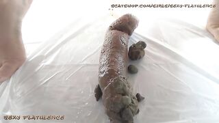 Nerdy cute chubby lady pooping