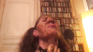 Mega titty brunette wife rubbing and smearing shit