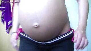 Nine month pregnant showing constipated shit