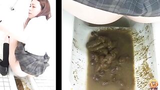 Cute Japanese girl leaking messy shit