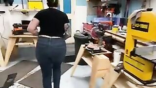Marvelous chubby milf poops in the warehouse
