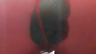 Pantypoop in red pantyhose