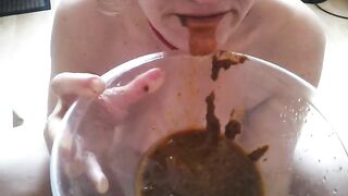Kinky milf licking and eating shit