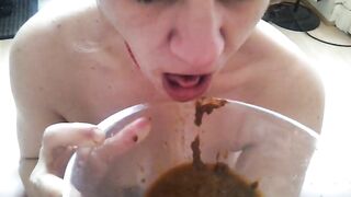 Kinky milf licking and eating shit